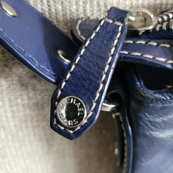 Michael Kors Blue Leather Studded Purse Shoulder Bag. - Picture 3 of 9